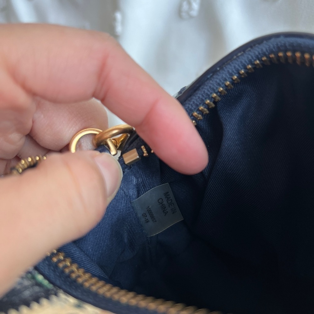 Rare Tory Burch Peggy the Pig Navy Patchwork Mini Bag​​ - Picture 7 of 9